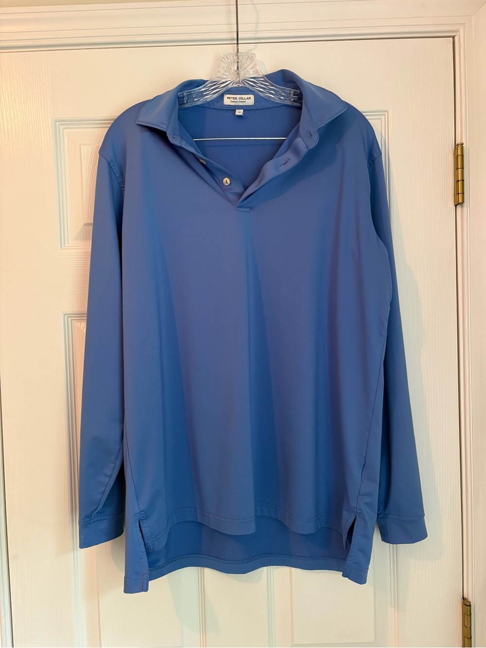 Peter Millar Long-Sleeve Polo in Cornflower Blue